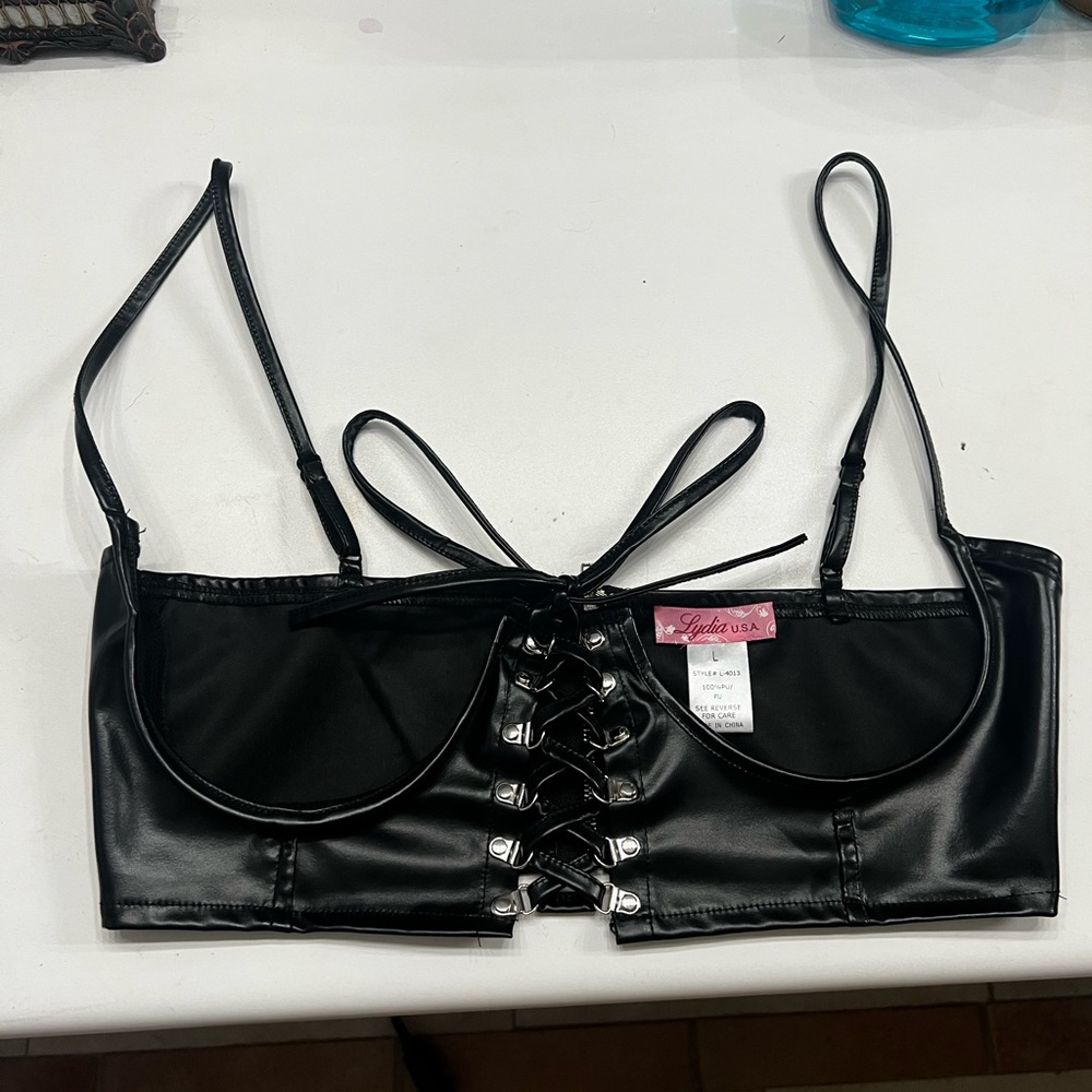 Faux leather corset